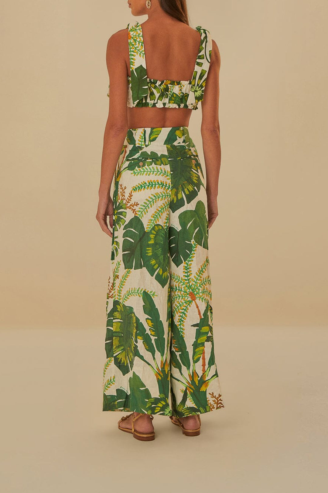 Pantalon Tropical Forest en lin - Vert