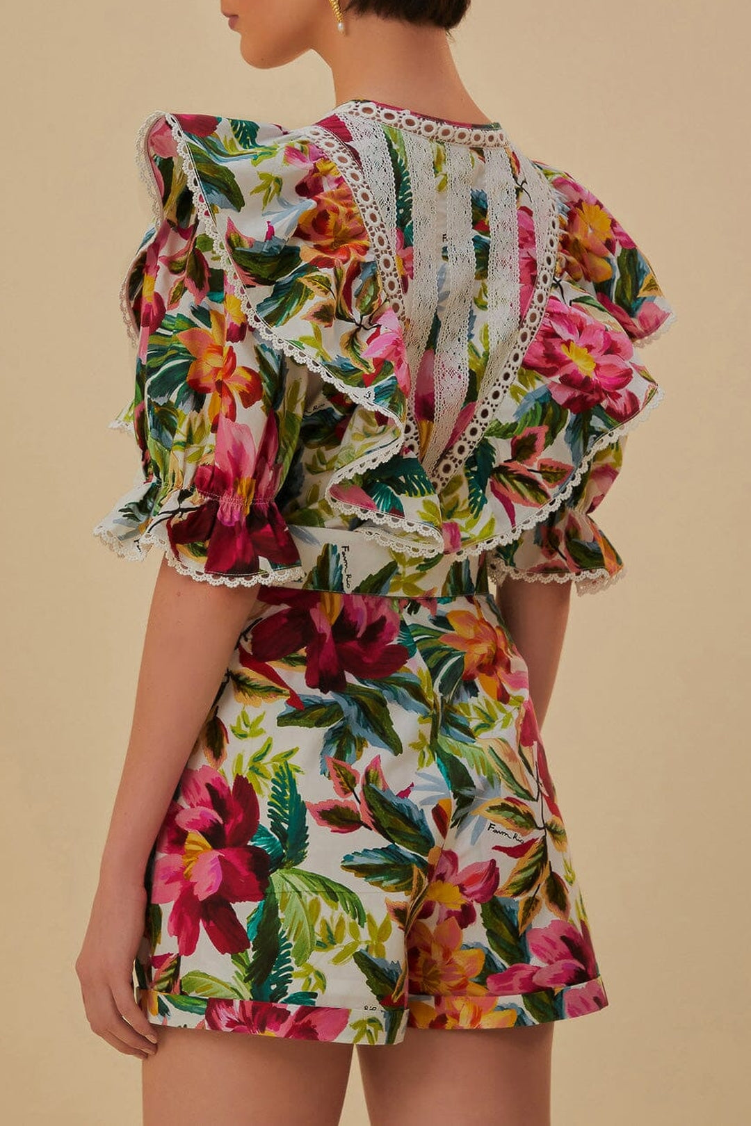 Combi-short Painted Flowers en coton - Multicolore