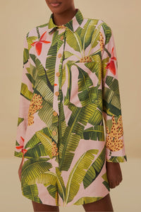 Combi-short Banana Leaves en lin - Vert