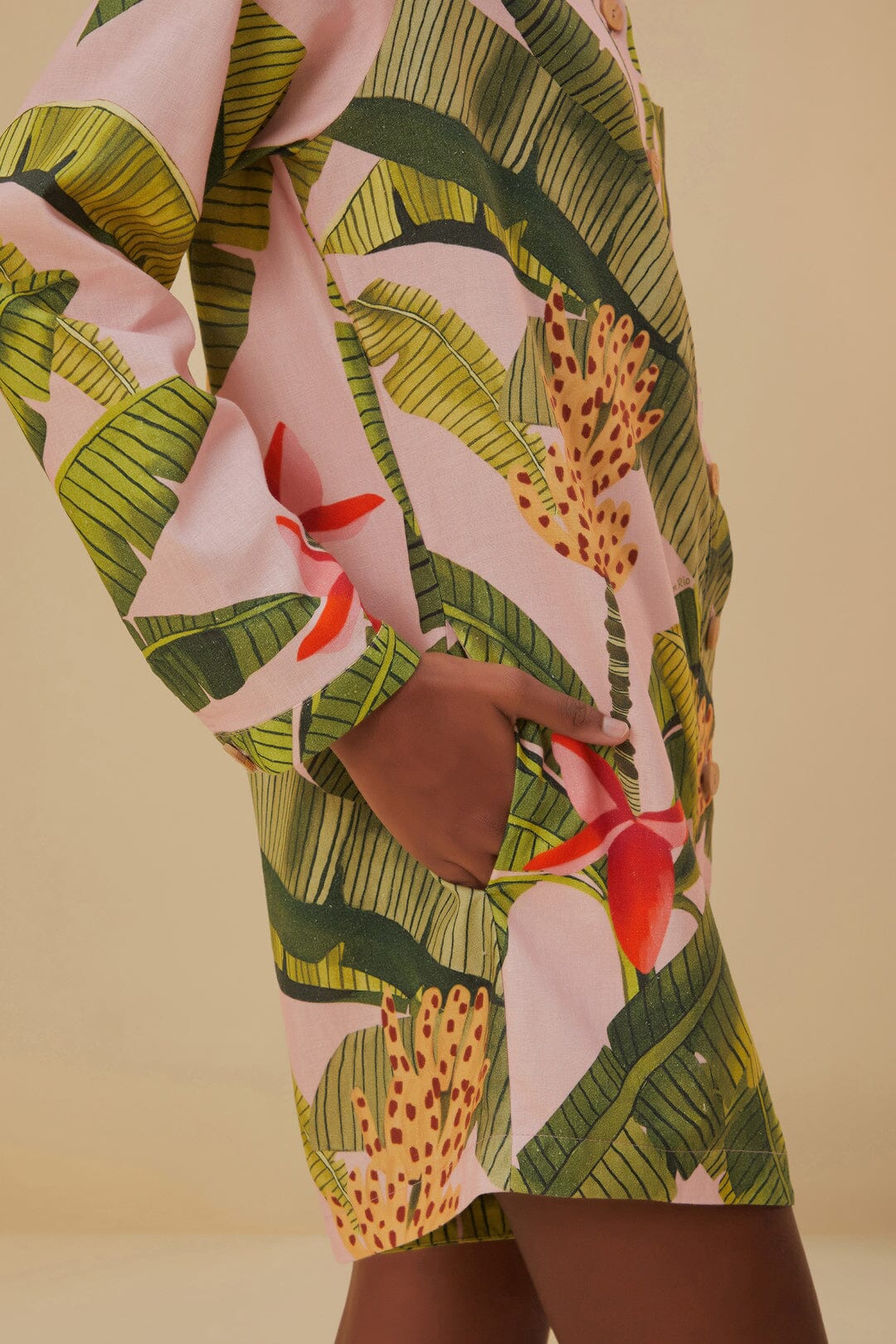 Combi-short Banana Leaves en lin - Vert