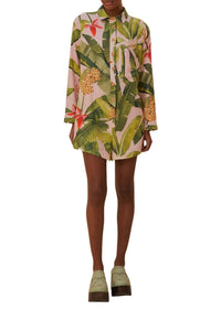 Combi-short Banana Leaves en lin - Vert