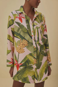 Combi-short Banana Leaves en lin - Vert