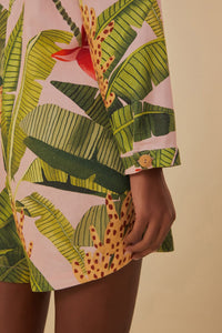 Combi-short Banana Leaves en lin - Vert