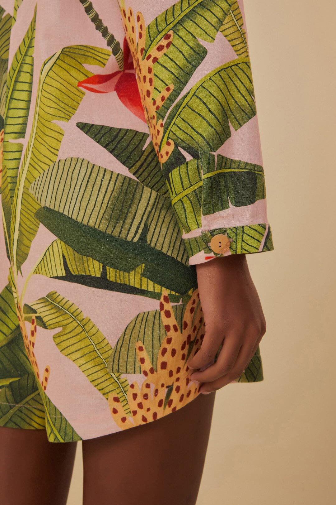 Combi-short Banana Leaves en lin - Vert