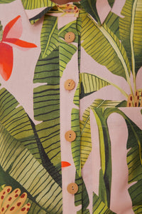 Combi-short Banana Leaves en lin - Vert