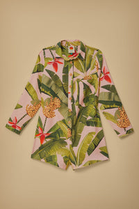 Combi-short Banana Leaves en lin - Vert
