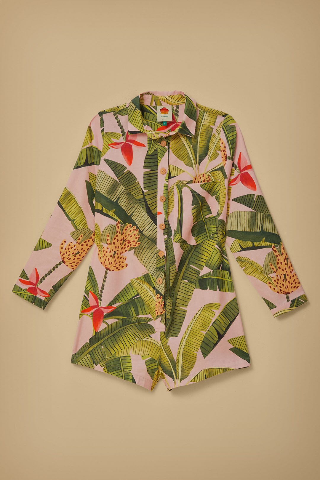 Combi-short Banana Leaves en lin - Vert
