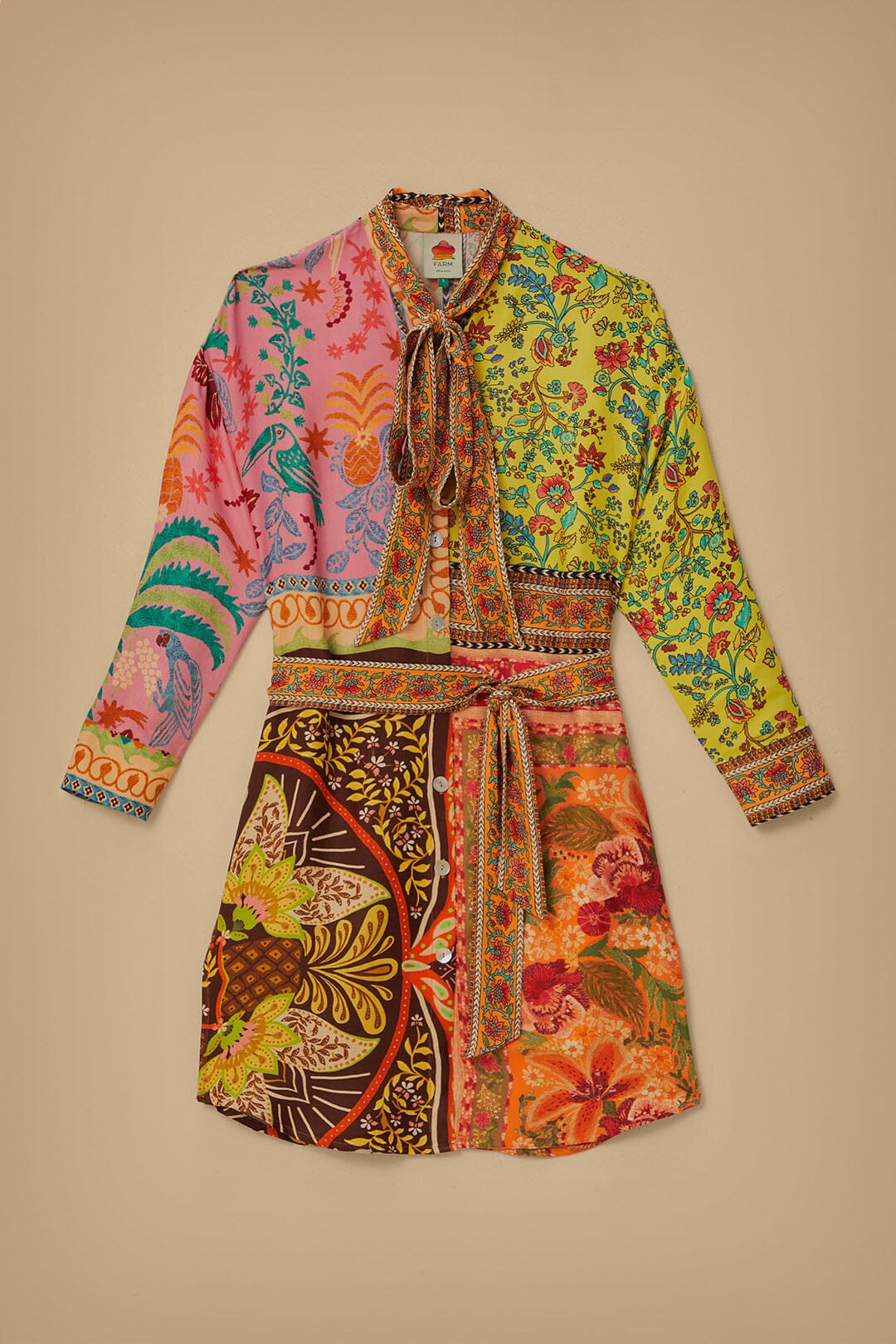 Chemise Mixed Scarves à manches longues - Multicolore