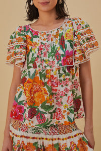 Blouse Flowerful Sketch en coton - Multicolor