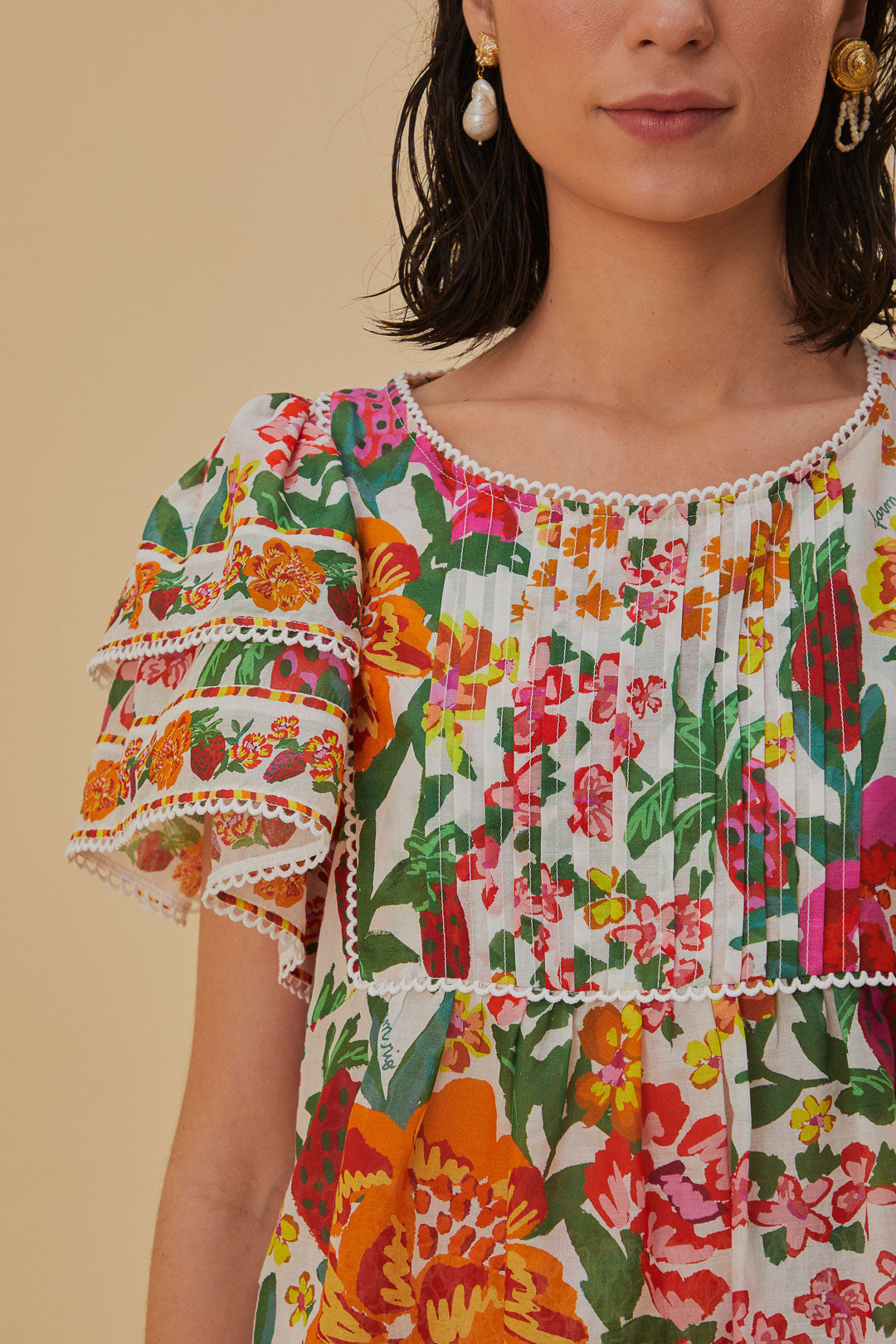 Blouse Flowerful Sketch en coton - Multicolor
