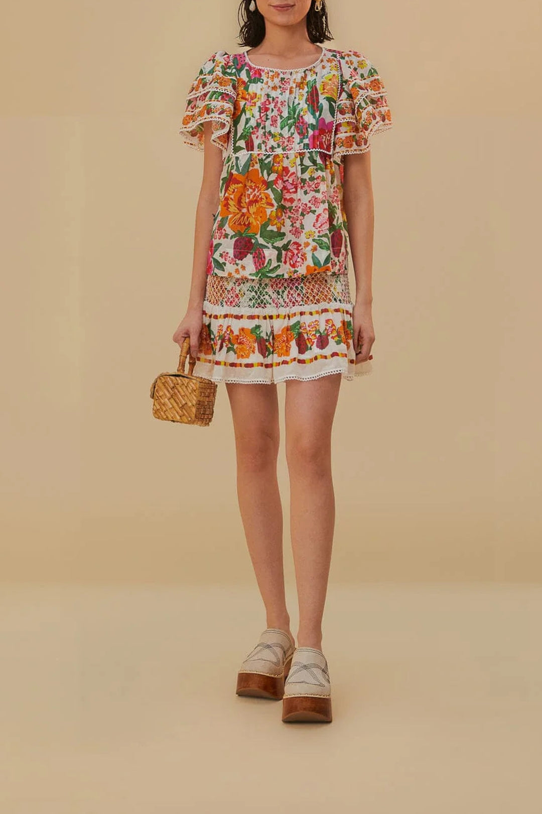 Blouse Flowerful Sketch en coton - Multicolor