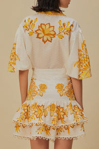 Mini jupe Aura Floral en coton - Jaune