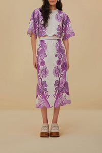 Blouse courte Color Festival en lin - Violet