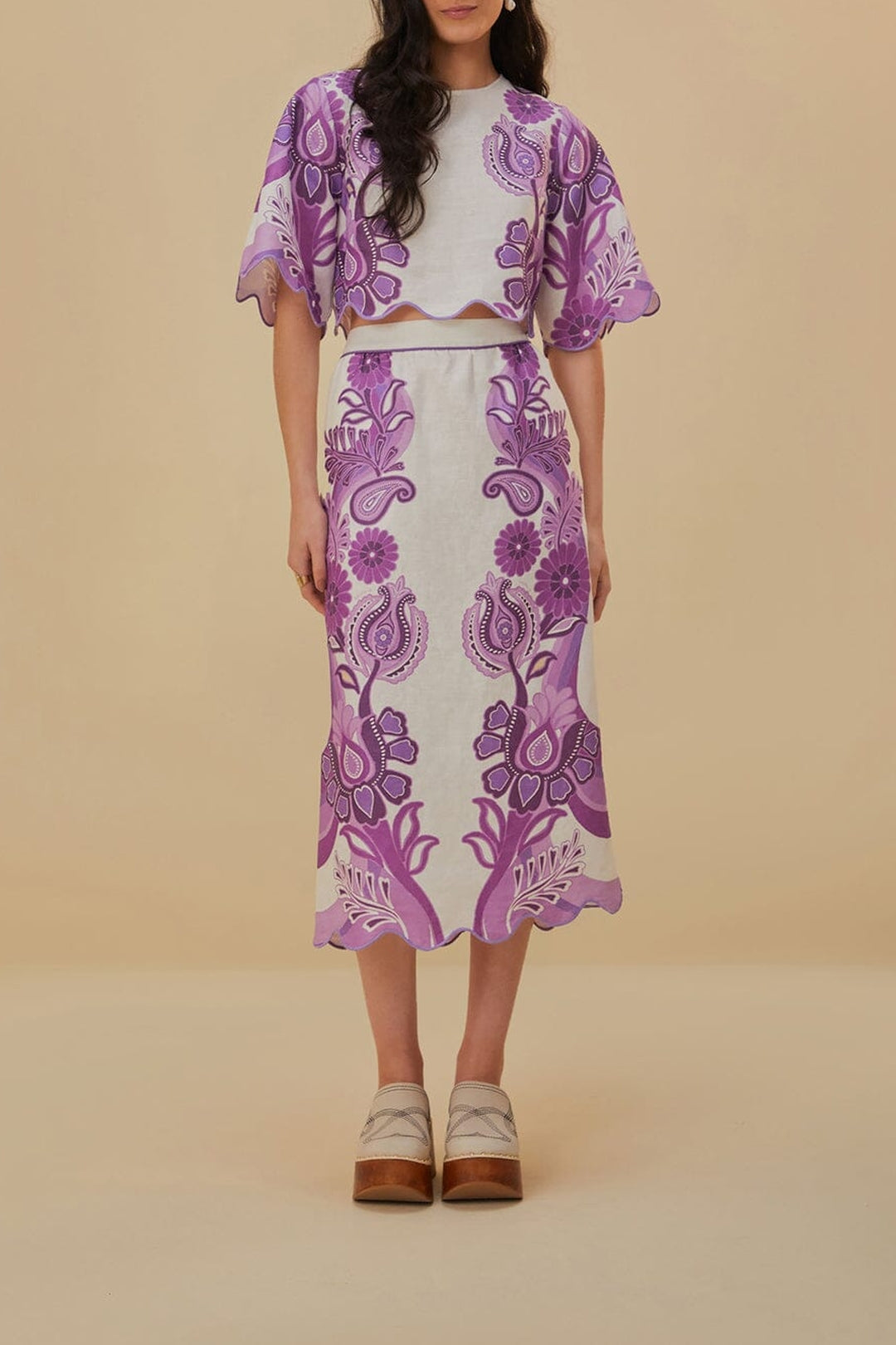 Blouse courte Color Festival en lin - Violet