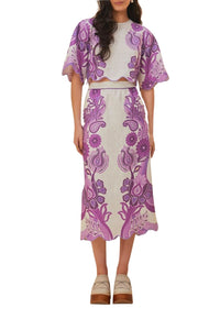 Blouse courte Color Festival en lin - Violet