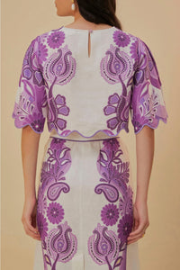 Blouse courte Color Festival en lin - Violet