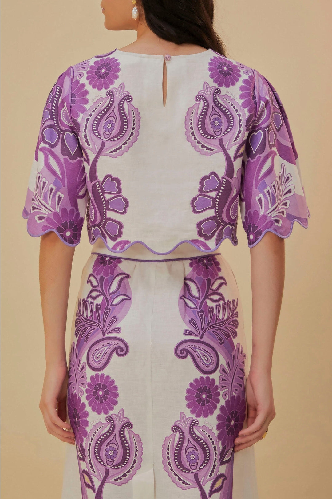 Blouse courte Color Festival en lin - Violet
