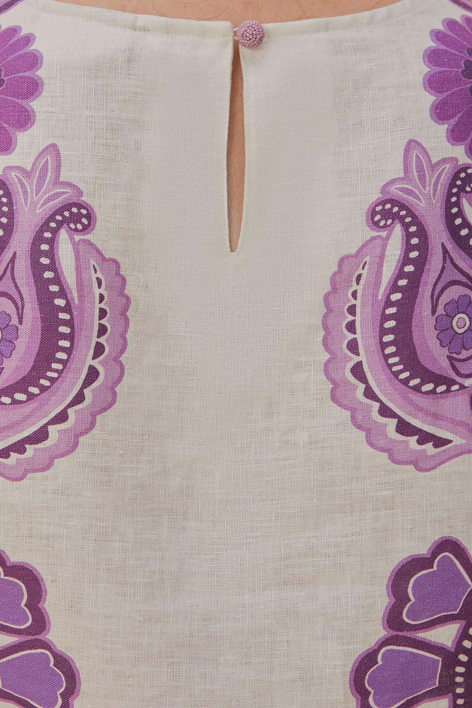 Blouse courte Color Festival en lin - Violet
