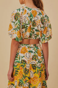 Blouse courte Biriba en coton - Jaune