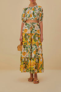 Jupe longue Mixed Biriba en coton - Jaune