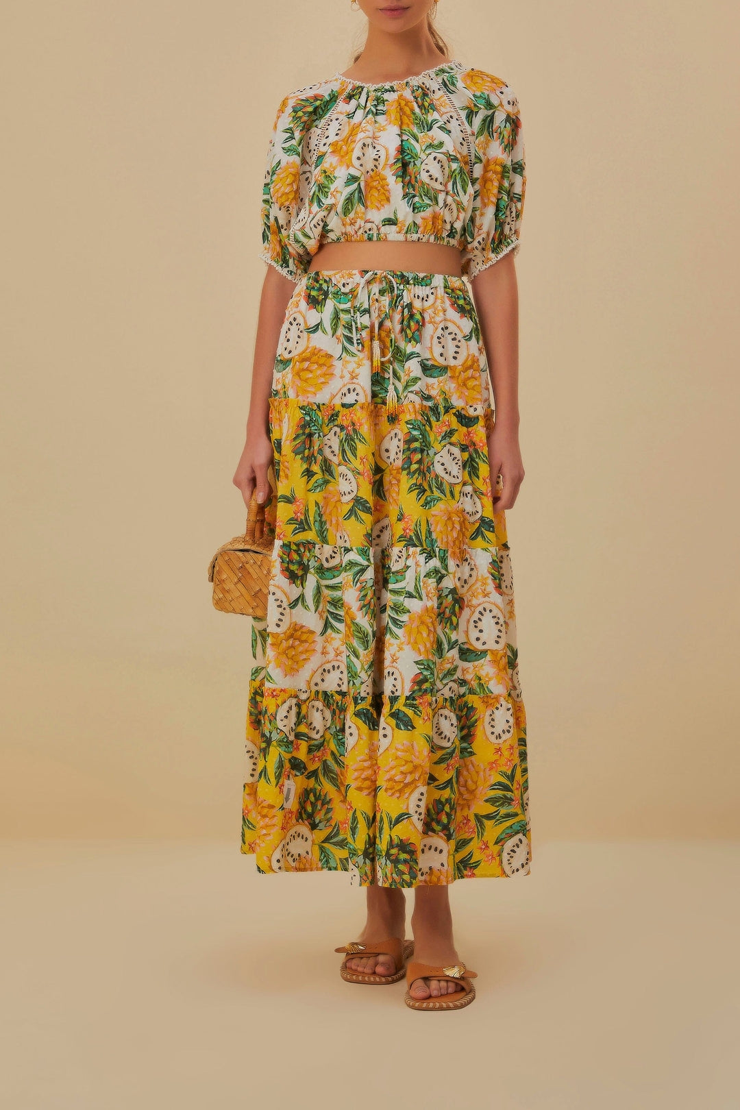 Jupe longue Mixed Biriba en coton - Jaune