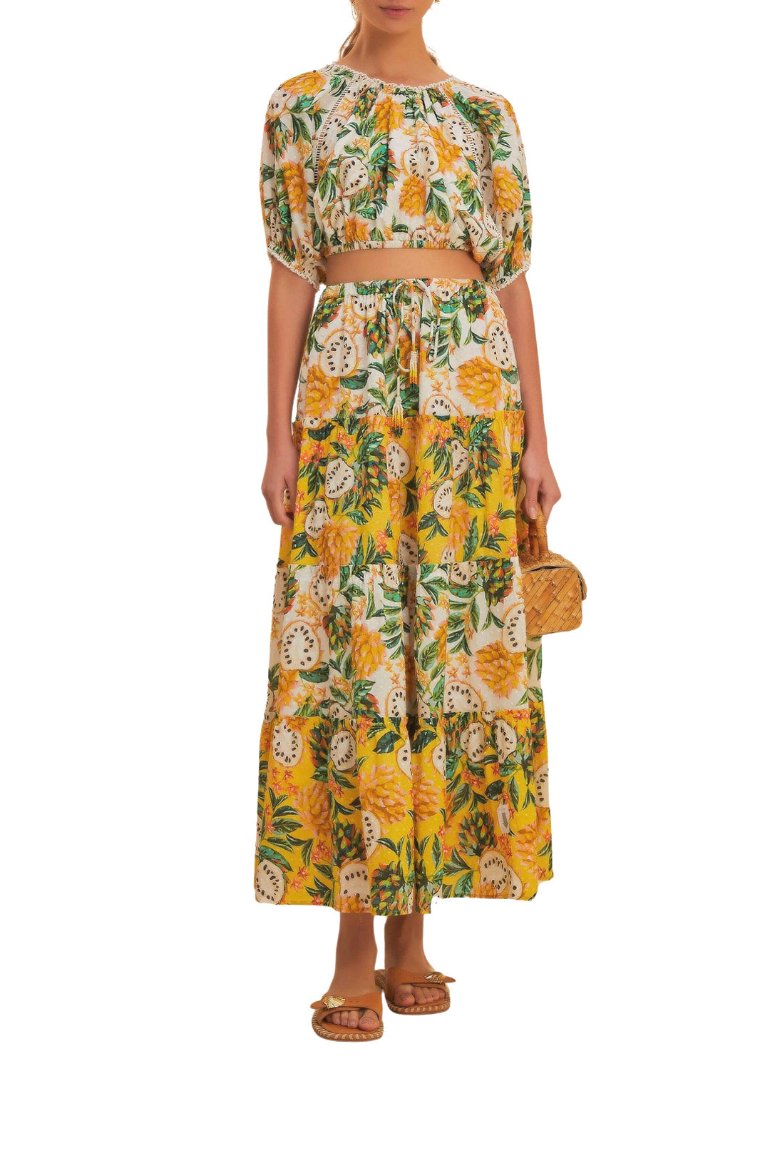Jupe longue Mixed Biriba en coton - Jaune