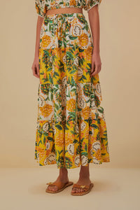 Jupe longue Mixed Biriba en coton - Jaune