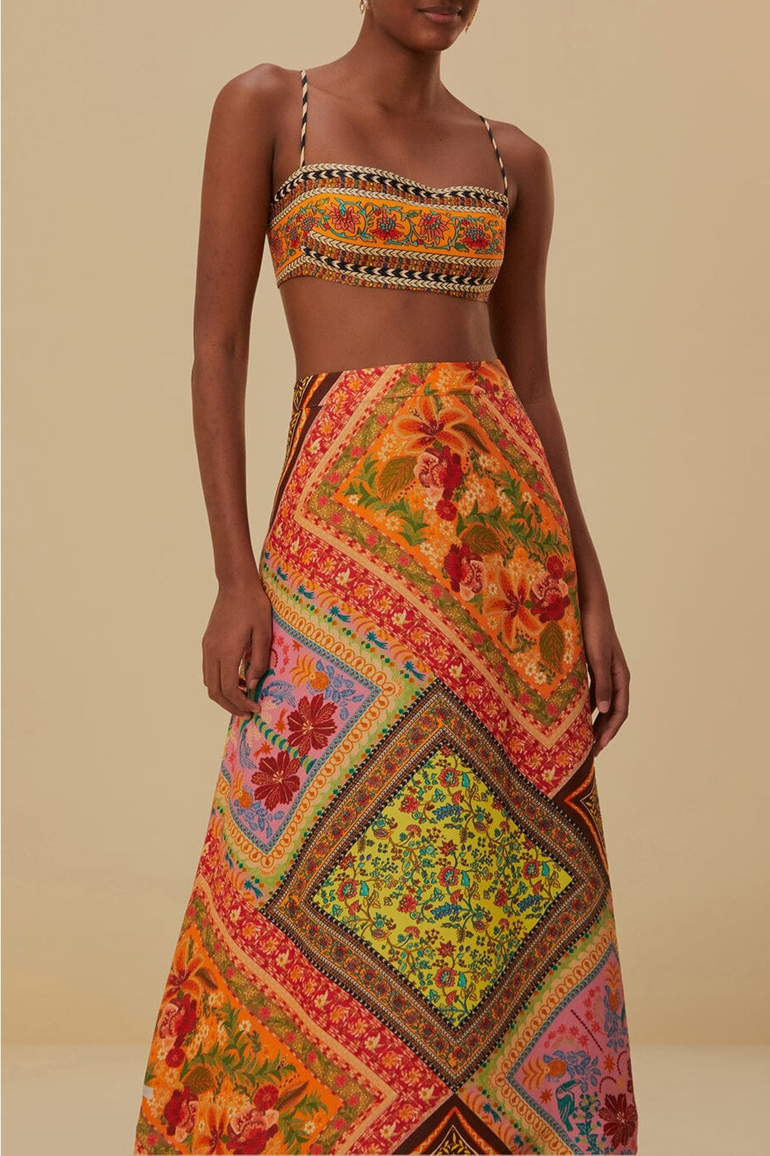 Jupe midi Mixed Scarves - Multicolore