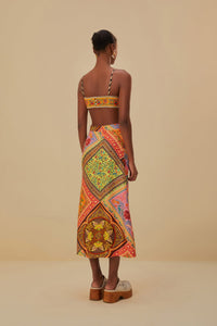 Jupe midi Mixed Scarves - Multicolore