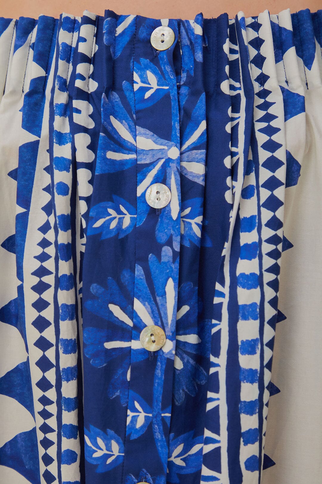 Robe courte Flora Tapestry à manches longues en coton - Bleu