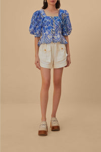 Short cargo à poches en coton - Blanc