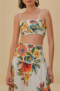 Top court Delicate Garden sans manches en coton - Blanc