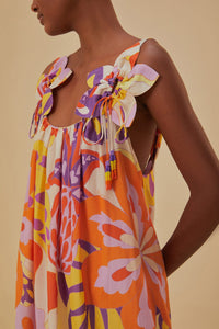 Robe longue sans manches Lee Floral en coton - Orange