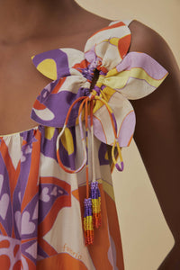 Robe longue sans manches Lee Floral en coton - Orange