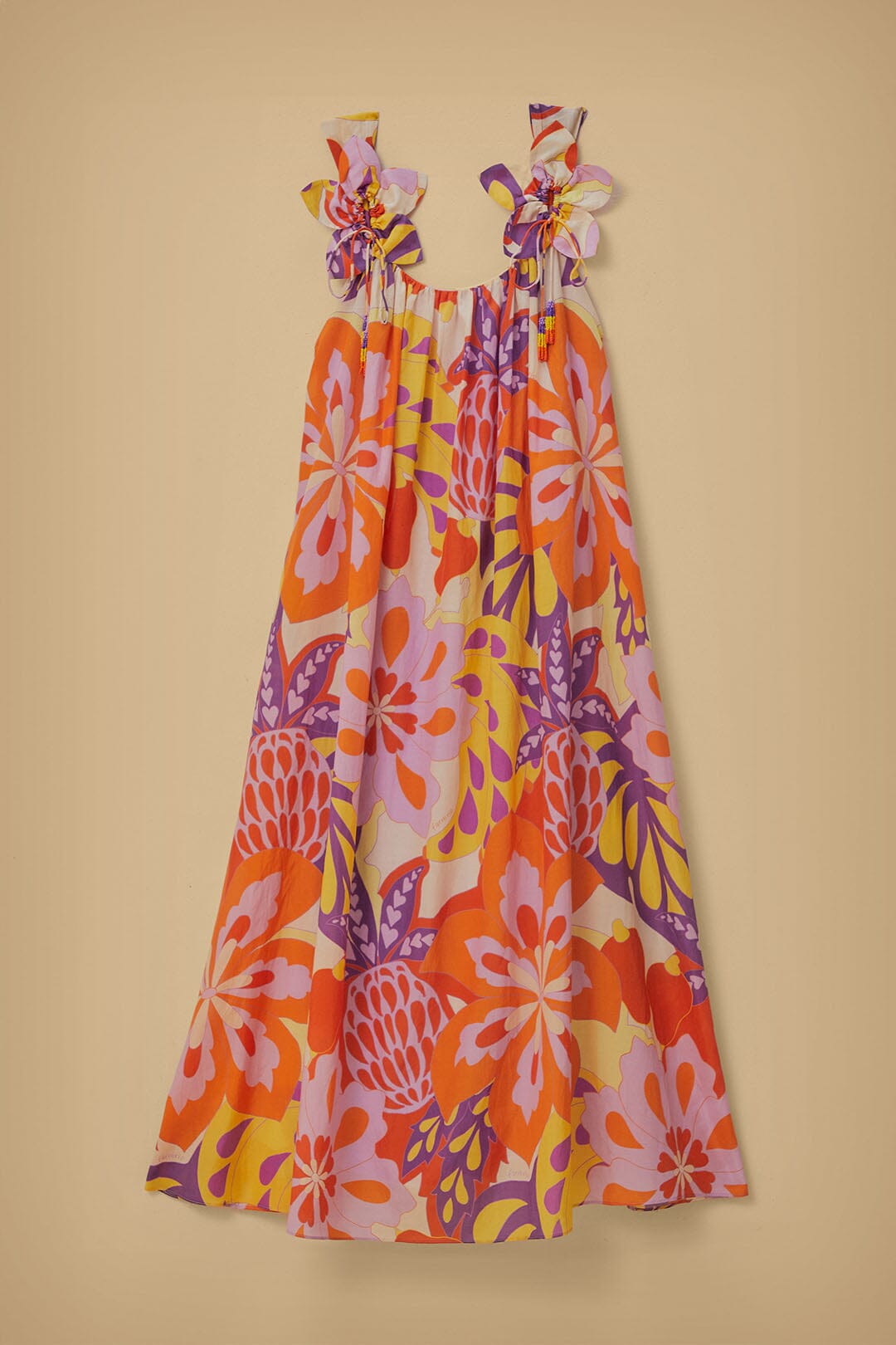 Robe longue sans manches Lee Floral en coton - Orange
