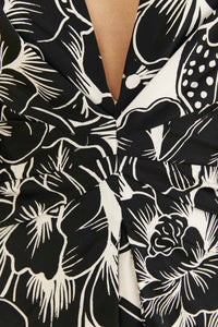 Robe longue Chita Woodcut à encolure en V en coton - Blanc