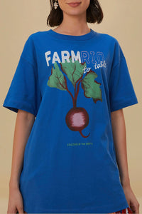 T-shirt décontracté Beet Farm to Table en coton - Bleu