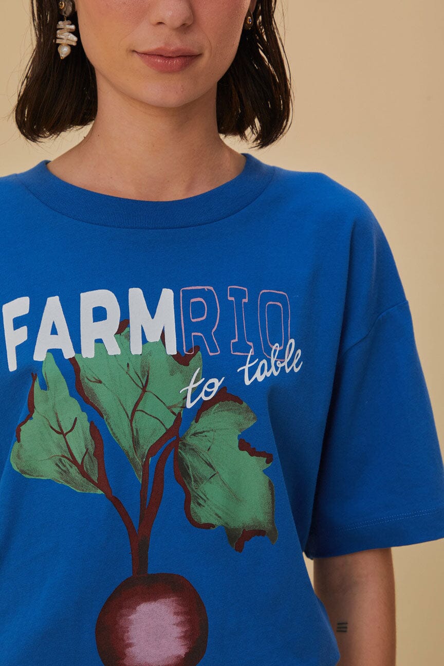 T-shirt décontracté Beet Farm to Table en coton - Bleu