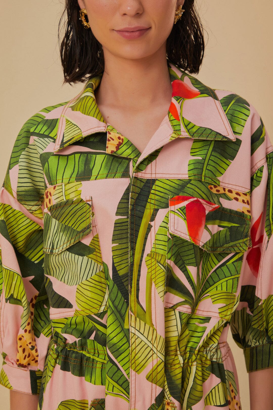 Combinaison Banana Leaves en coton - Vert