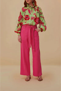 Pantalon large en coton - Rose