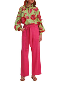 Blouse Jardin frais à manches longues en coton - Vert