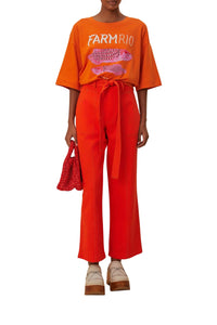 Pantalon large en coton - Rouge
