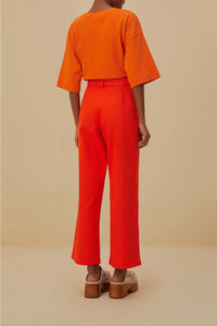 Pantalon large en coton - Rouge