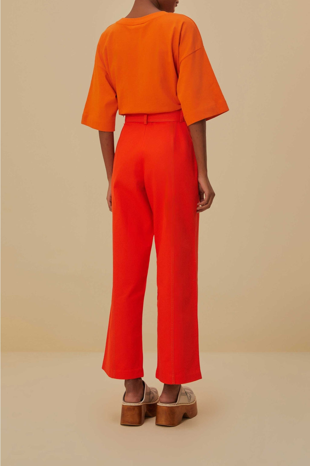 Pantalon large en coton - Rouge