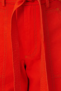Pantalon large en coton - Rouge