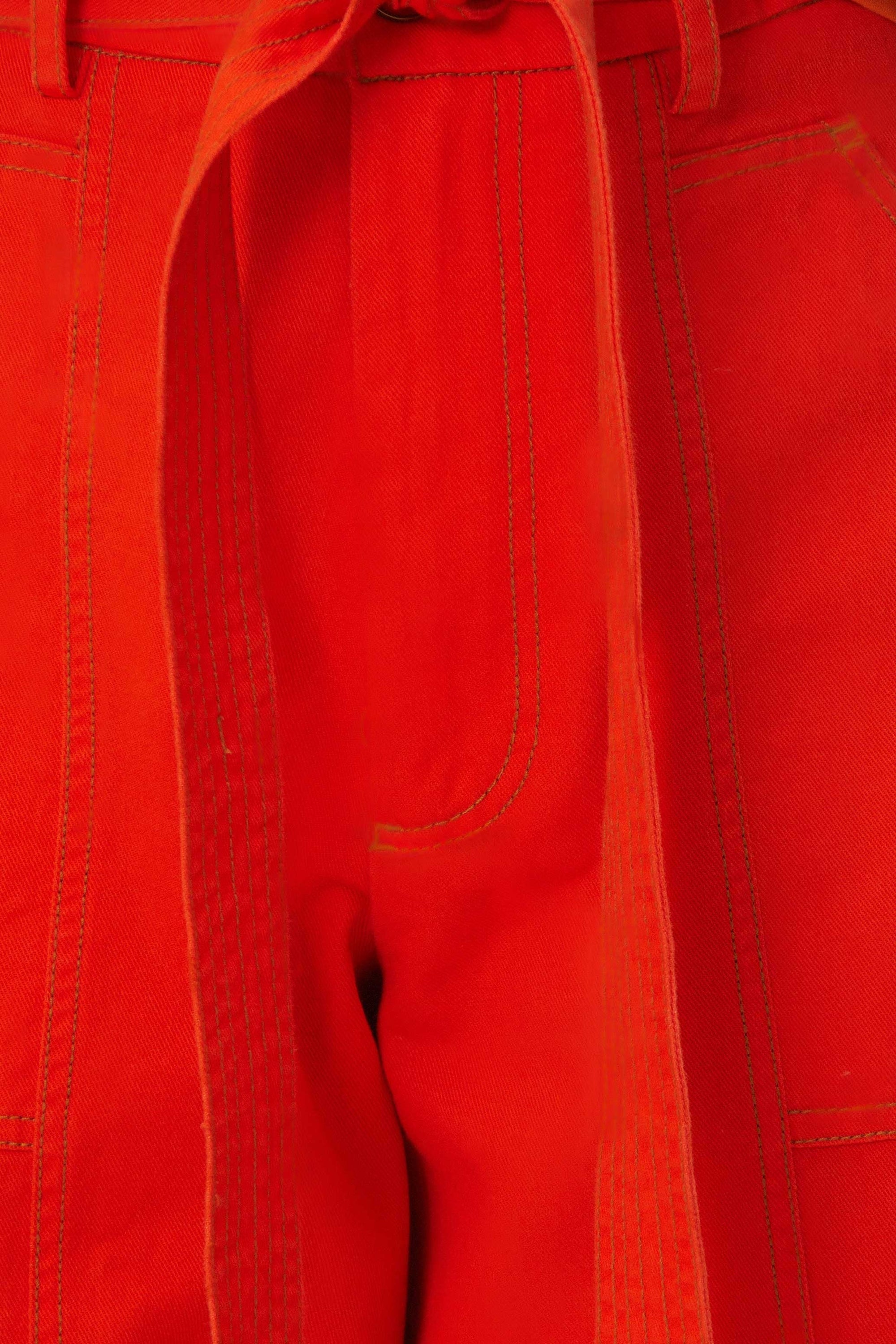 Pantalon large en coton - Rouge