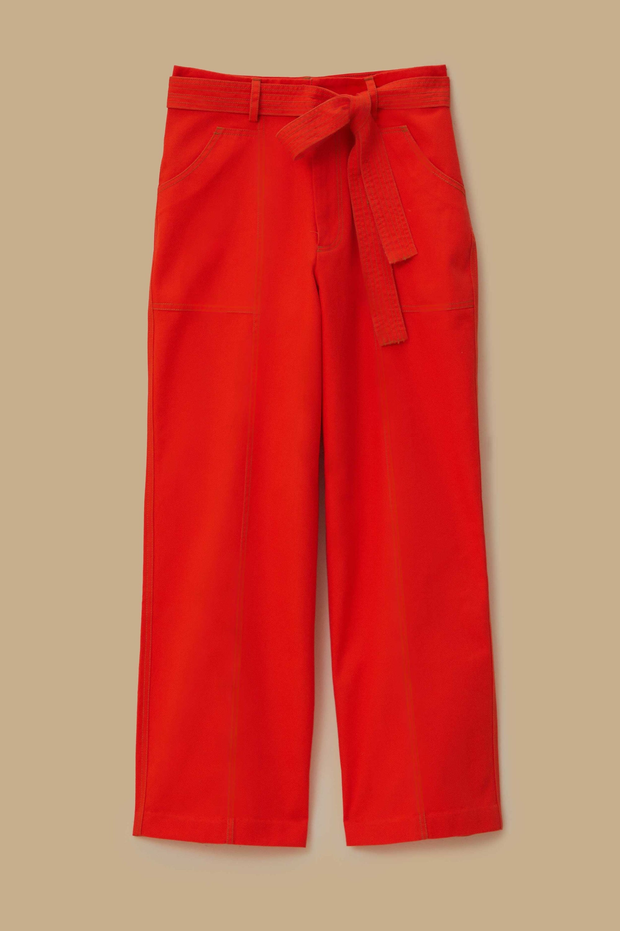 Pantalon large en coton - Rouge