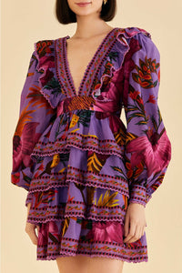 Robe courte Maxi Flowers en coton - Violet