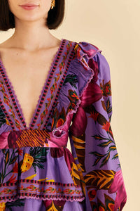 Robe courte Maxi Flowers en coton - Violet