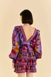 Robe courte Maxi Flowers en coton - Violet